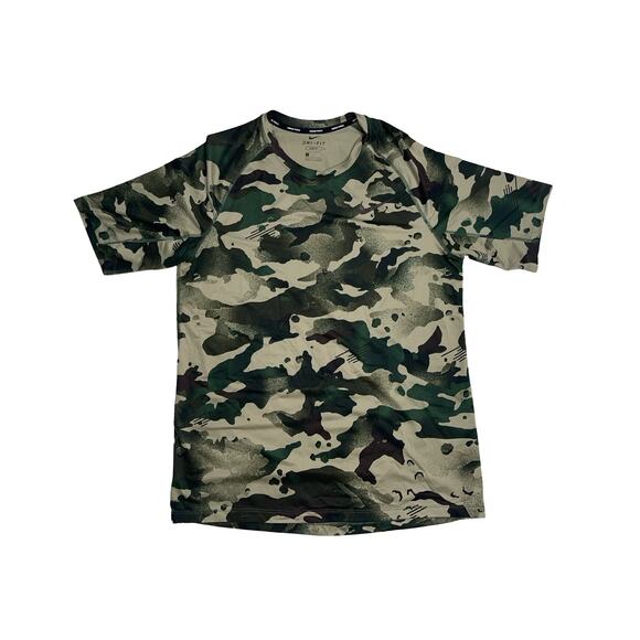 Nike Pro Dri-FIT Camo Compression Shirt Green Men’s Size L Slim Fit Training - Picture 1 of 4